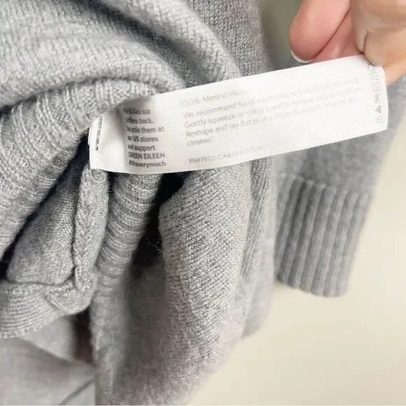 EILEEN FISHER MERINO WOOL ASYMMETRIC COWL NECK SOFT SWEATER SIZE PM - Picture 4 of 6